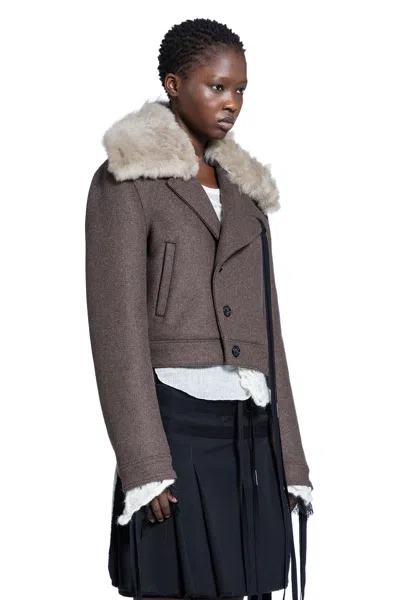 Ann Demeulemeester Wiebke Wool And Shearling Perfecto In Brown