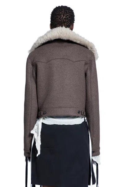 Ann Demeulemeester Wiebke Wool And Shearling Perfecto In Brown