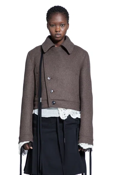 Ann Demeulemeester Wiebke Wool And Shearling Perfecto In Brown