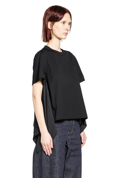 Sacai Poplin X Cotton Jersey T-shirt In Black