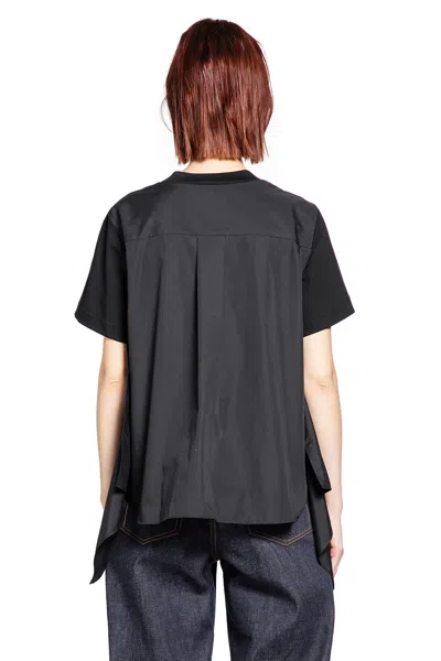 Sacai Poplin X Cotton Jersey T-shirt In Black