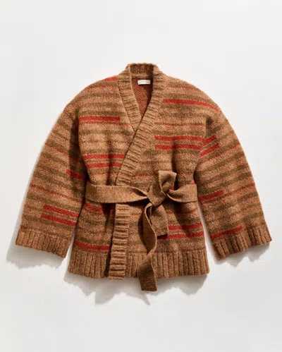 Billy Reid Broken Stripe Wrap Cardigan In Multi