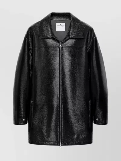 Courrèges Courreges 'vinyl' Black Cotton Blend Jacket Women In Black