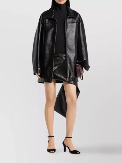 Courrèges Courreges 'vinyl' Black Cotton Blend Jacket Women In Black