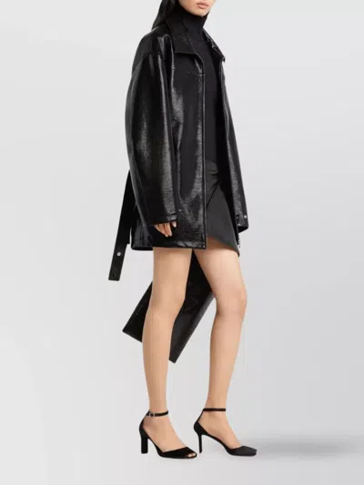 Courrèges Courreges 'vinyl' Black Cotton Blend Jacket Women In Black