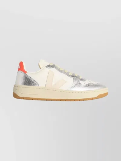 Veja Leather Sneakers With Perforated Design And Rubber Sole In White
