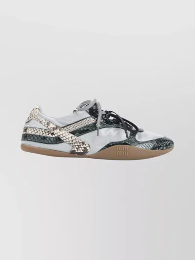 Miu Miu Gymnasium Technical Fabric And Python-print Ayers Leather Sneakers In Multi