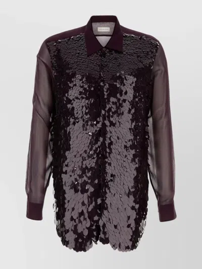 Dries Van Noten Men Purple Crepe Curles Shirt In Brown