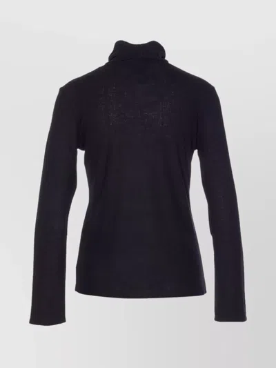 Loulou Studio High Neck Long Sleeve Ribbed Knitwear In Black