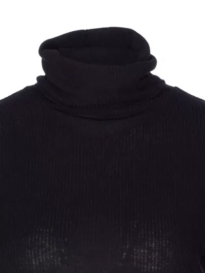 Loulou Studio High Neck Long Sleeve Ribbed Knitwear In Black