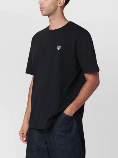 Maison Kitsuné Black Comfort T-shirt With Logo Patch In Black