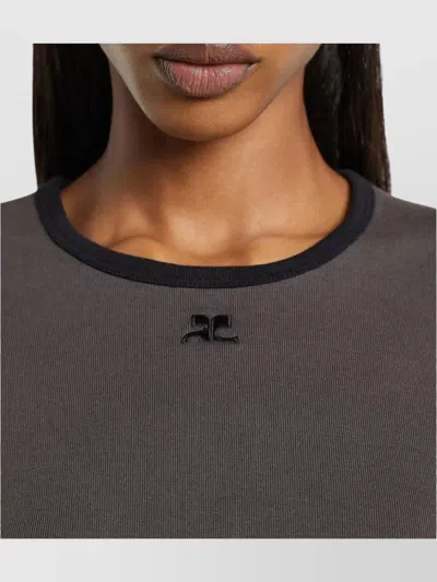 Courrèges Courregès Heritage Contrast T-shirt In Gray