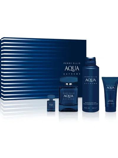 Perry Ellis Men's Aqua Extreme Eau De Toilette Gift Set In Blue