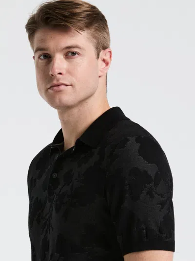 Perry Ellis Men's Jacquard Floral Polo Sweater In Black