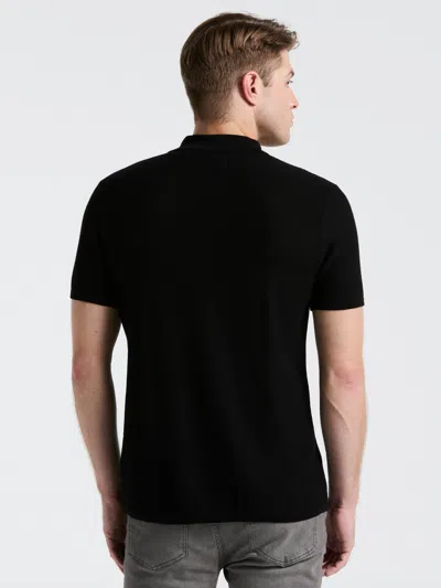 Perry Ellis Men's Mesh Button Front Polo Sweater In Black