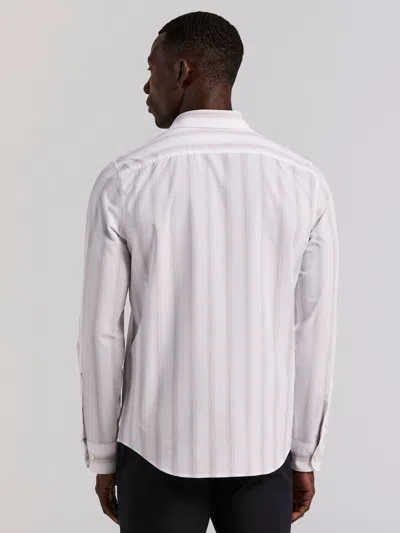 Perry Ellis Men's Ombre Stripe Long Sleeve Slim Fit Shirt In White