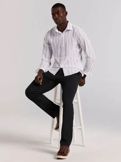 Perry Ellis Men's Ombre Stripe Long Sleeve Slim Fit Shirt In White