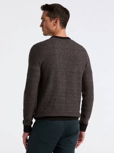 Perry Ellis Men's Herringbone Crew Neck Sweater In Gray