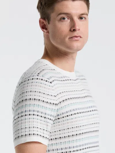 Perry Ellis Men's Geometric Print Crew Sweater In White
