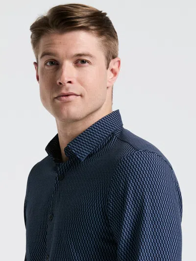 Perry Ellis Men's Slim Fit Geometric Print Shirt In Blue