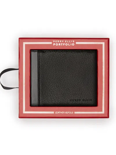 Perry Ellis Portfolio Men's Contrast Bifold Wallet In Black
