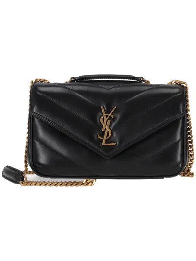 Saint Laurent Black Loulou Small Shoulder Bag In Black