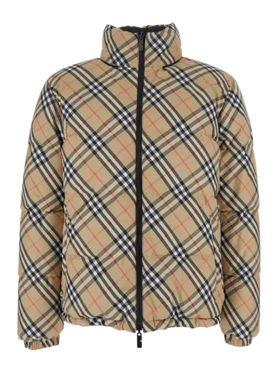 Burberry Reversible Check Puffer Jacket In Neutral
