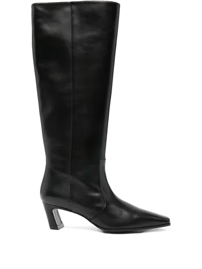 Stuart Weitzman Knee-high Ankle Boots With Pointed Toe In Black