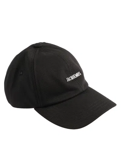 Jacquemus Gadjo Logo-embellished Cotton-twill Baseball Cap In Black