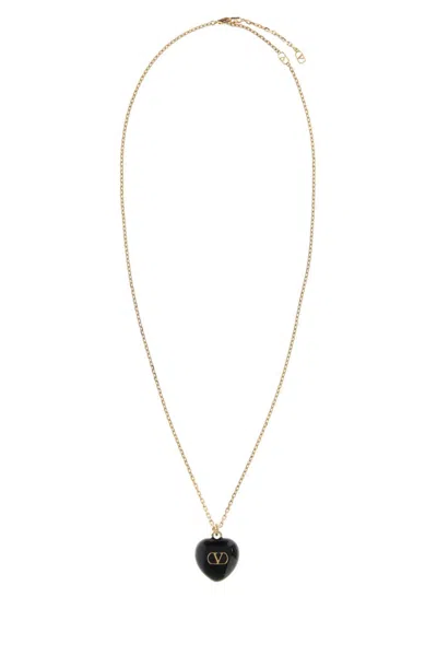 Valentino Royal Heart Metal And Enamel Chain Necklace In Gold