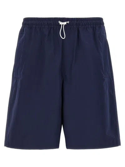 Gucci Men Navy Blue Poplin Bermuda Shorts In Multi
