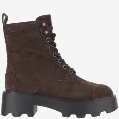 Tory Burch Ankle Boots With Round Toe And Chunky Sole In Brown