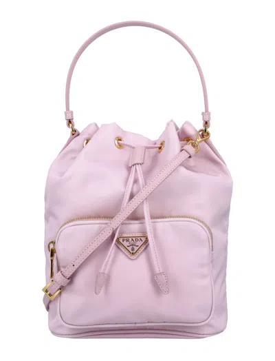 Prada Duet Re-nylon Bucket Bag In Pink