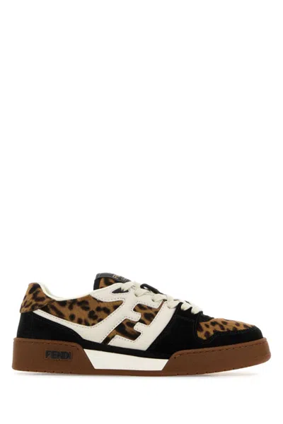 Fendi Low-top Platform In Multicolor Cavallino Calfskin And Suede In Multi