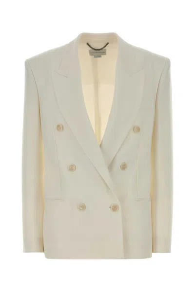 Stella Mccartney Tailored Wool Blazer Featuring Structured Shoulders In Neutral