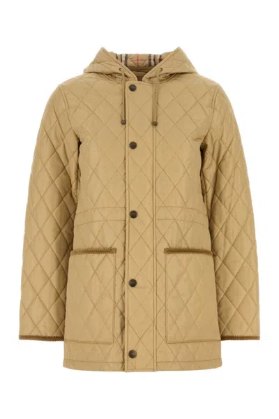 Burberry Beige Quilted Jacket In Brown