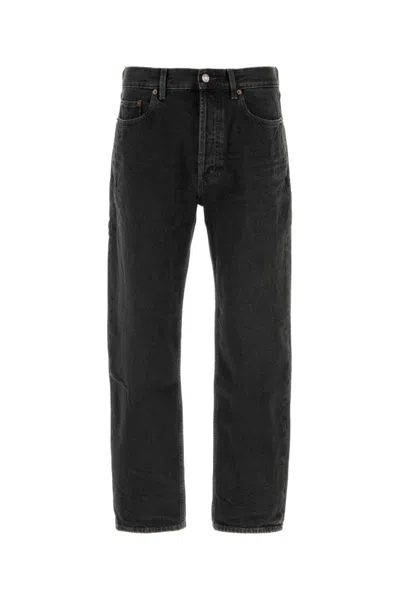 Saint Laurent Mick Black Jeans With Logo Patch On The Rear In Denim Man In Black