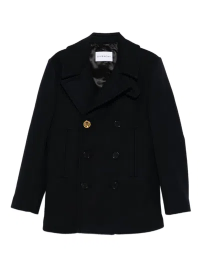 Givenchy Double-breasted Coat Featuring Front Pockets In Blue