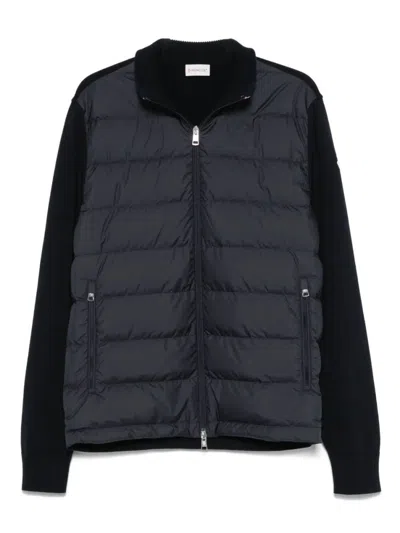 Moncler Padded Zip-up Cotton Cardigan Clothing In Blue