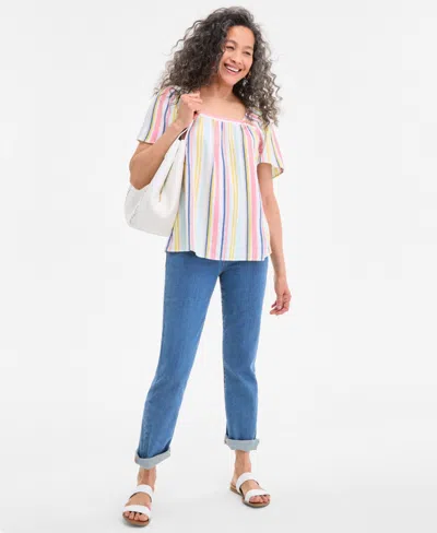 Style & Co Style Co Womens Square Neck Top Pxs 4x Exclusively At Macys In Multi