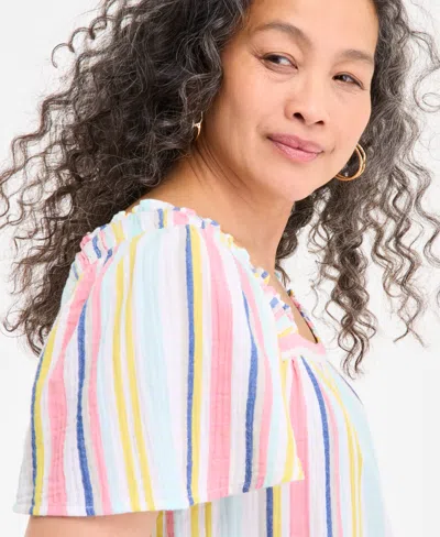 Style & Co Style Co Womens Square Neck Top Pxs 4x Exclusively At Macys In Multi