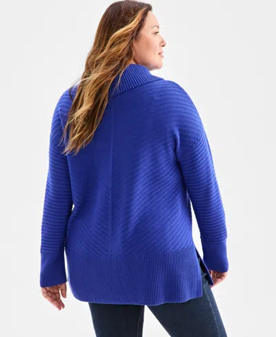 Style & Co Women's Envelope-neck Tunic Sweater, Created For Macy's In Blue