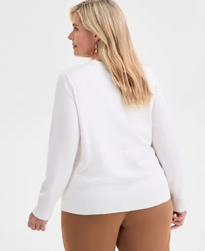 Macy's Jm Collection Plus Size V-neck Button-front Cardigan,  Exclusive In Neutral