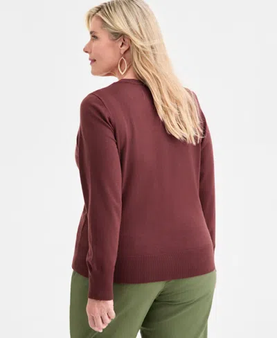 Macy's Jm Collection Plus Size V-neck Button-front Cardigan,  Exclusive In Burgundy