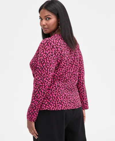 Inc International Concepts Plus Size Printed Surplice-neck Top, Macy's Exclusive In Multi