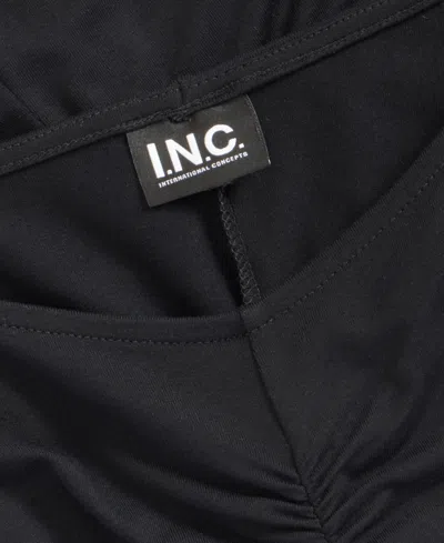 Inc International Concepts Women's Shirred-front Long-sleeve Top, Macy's Exclusive In Black