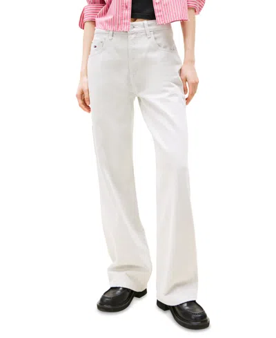 Tommy Jeans Women's Mia Mid-rise Relaxed Straight-leg Carpenter Jeans In White