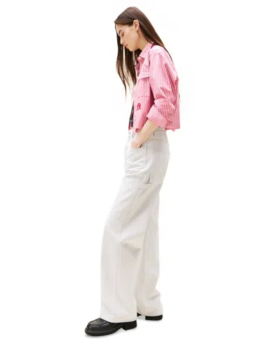 Tommy Jeans Women's Mia Mid-rise Relaxed Straight-leg Carpenter Jeans In White