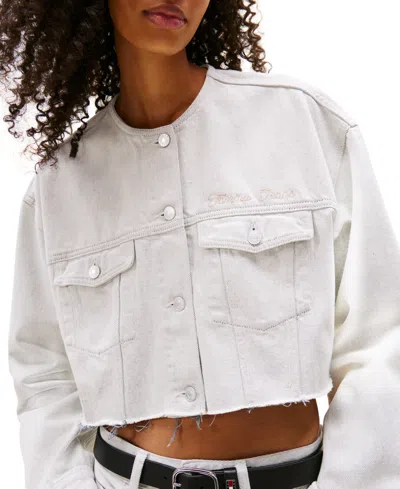 Tommy Jeans Denim Cropped Jacket In White