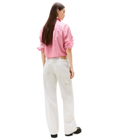 Tommy Jeans Women's Mia Mid-rise Relaxed Straight-leg Carpenter Jeans In White